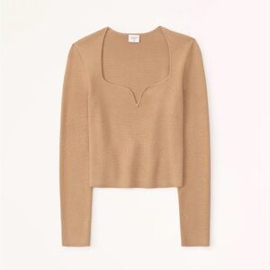 Abercrombie and Fitch Ottoman Ribbed Sweetheart Sweater - Camel Brown/Tan Medium